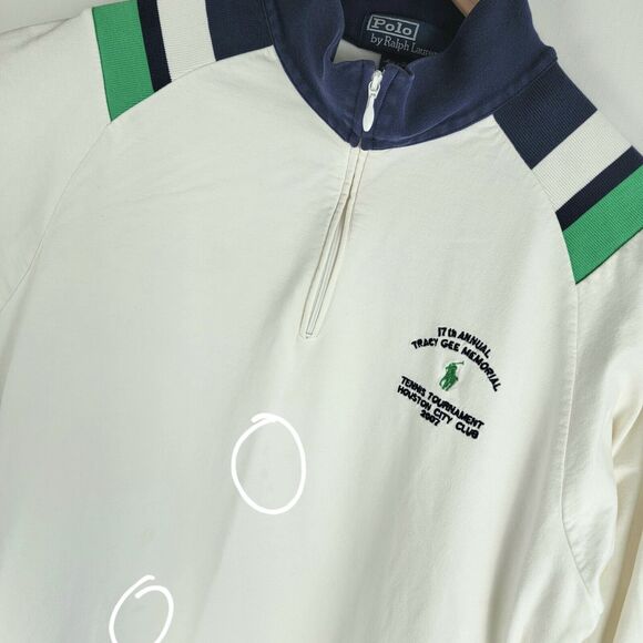 Polo Ralph Lauren Polo Tennis Sweatshirt Quarter Zip Mens L Houston Club Logo 07 - Picture 4 of 11